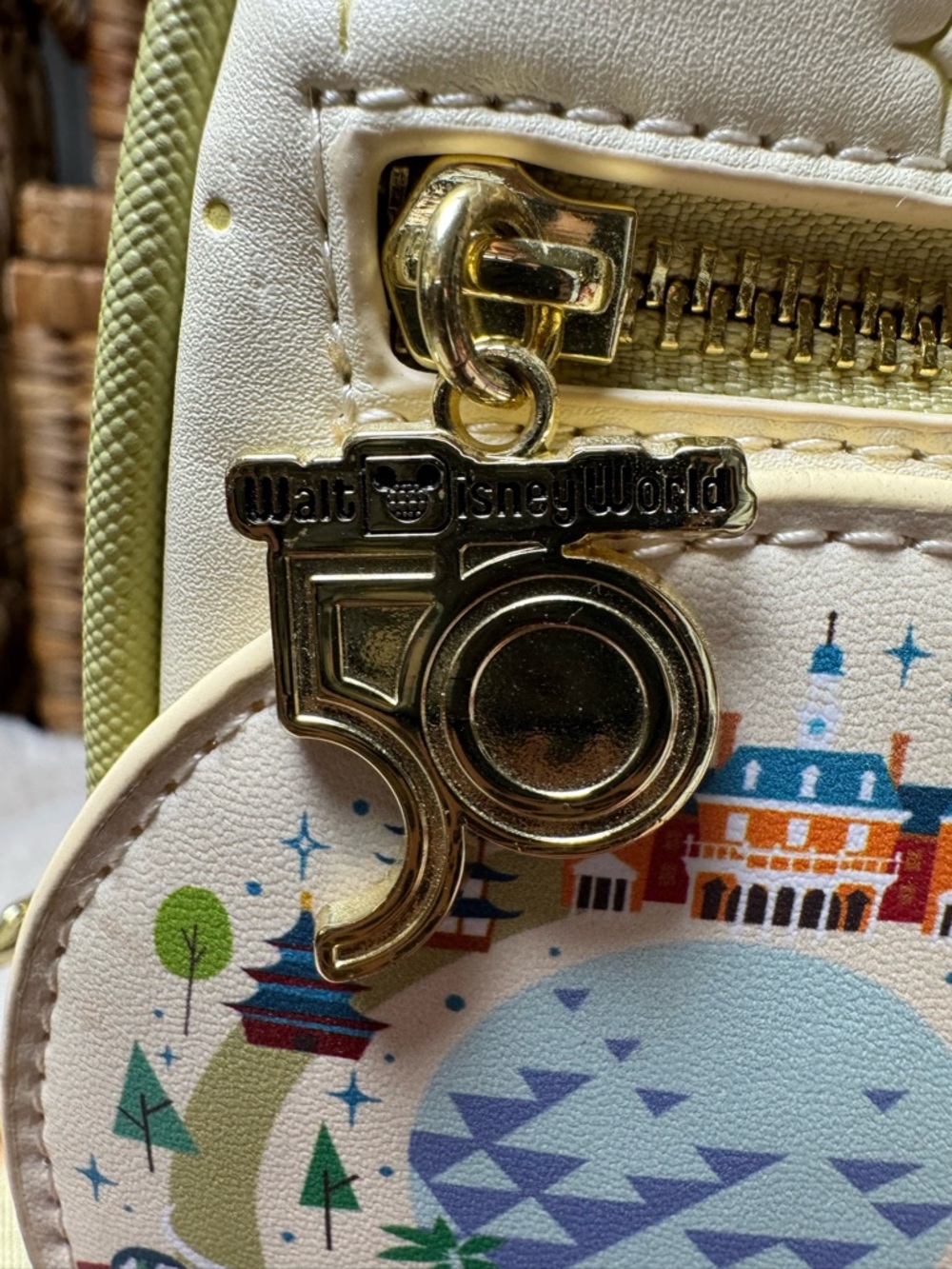 Walt Disney World 50th Anniversary Park map Loungefly backpack - Picture 3 of 9